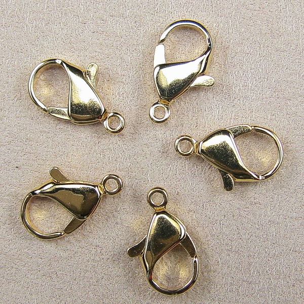 Karabinerverschluss vergoldet 8x15 mm, 5 Stück
